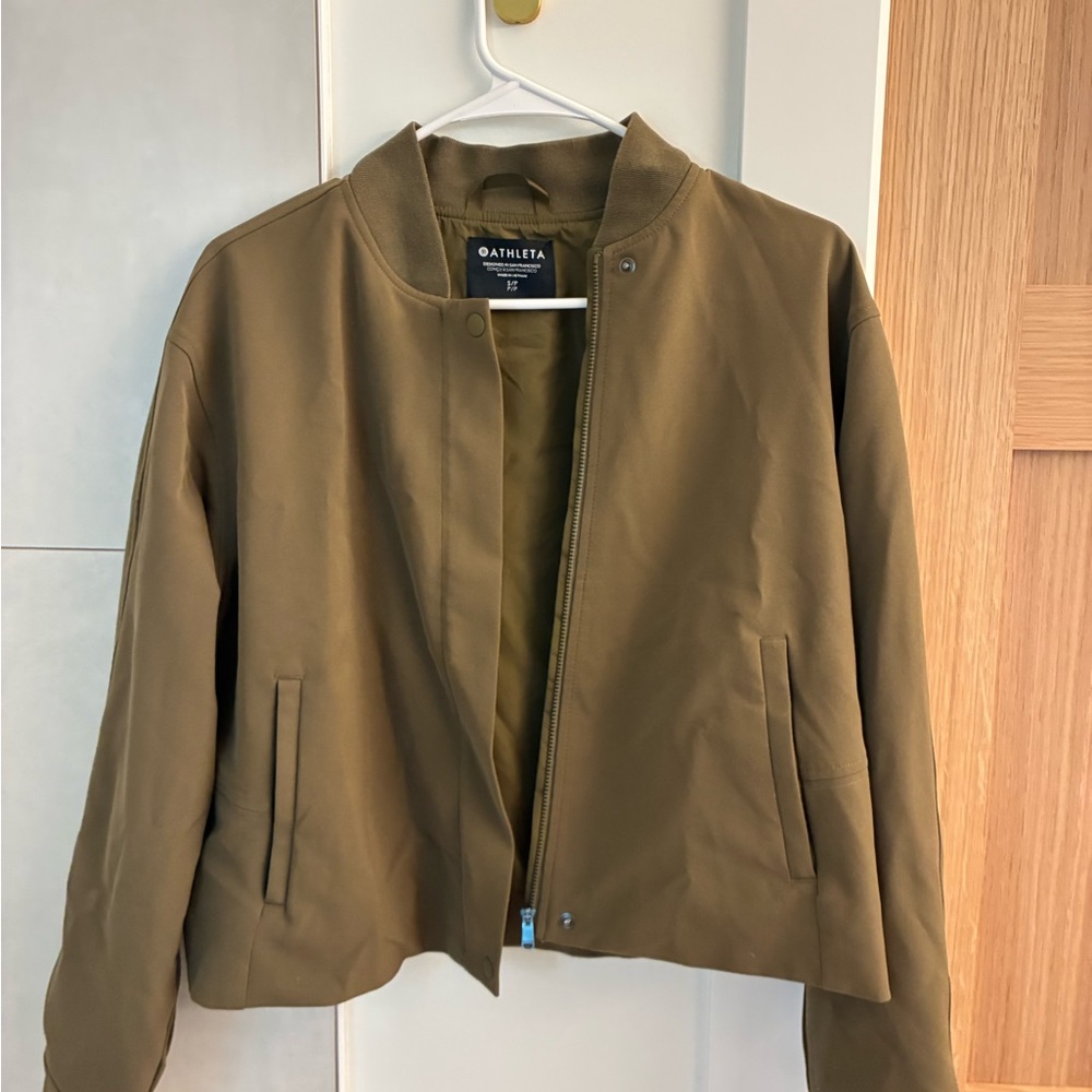 Athleta Olive Bomber Jacket